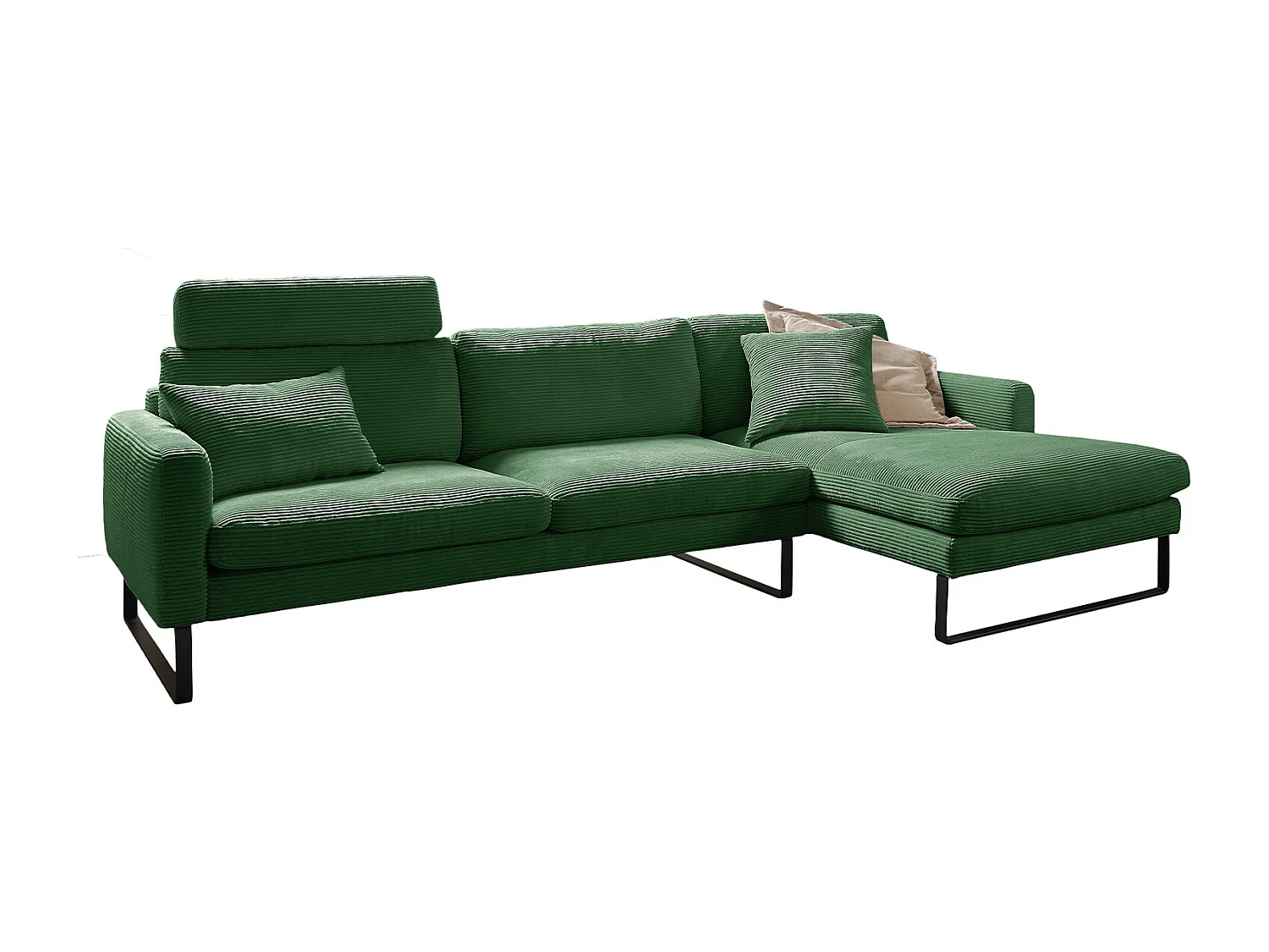 Ecksofa - Smaragdgrün Cord - RICARDA