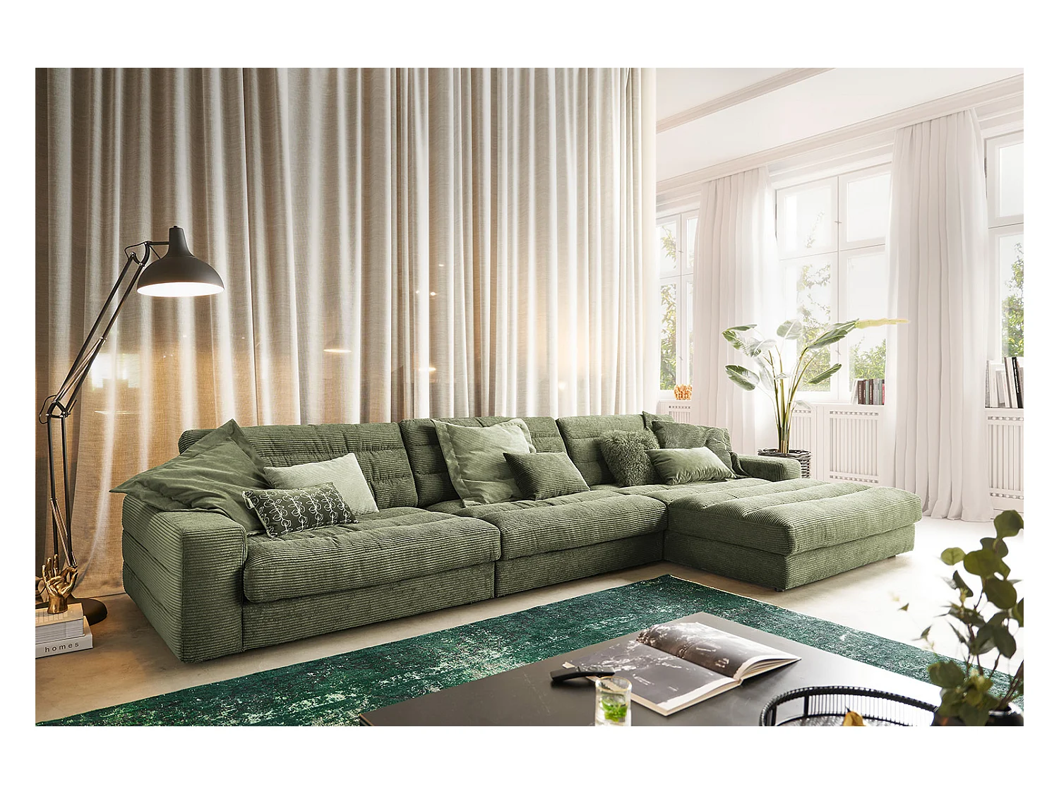 Ecksofa - Grün Cord - LANA