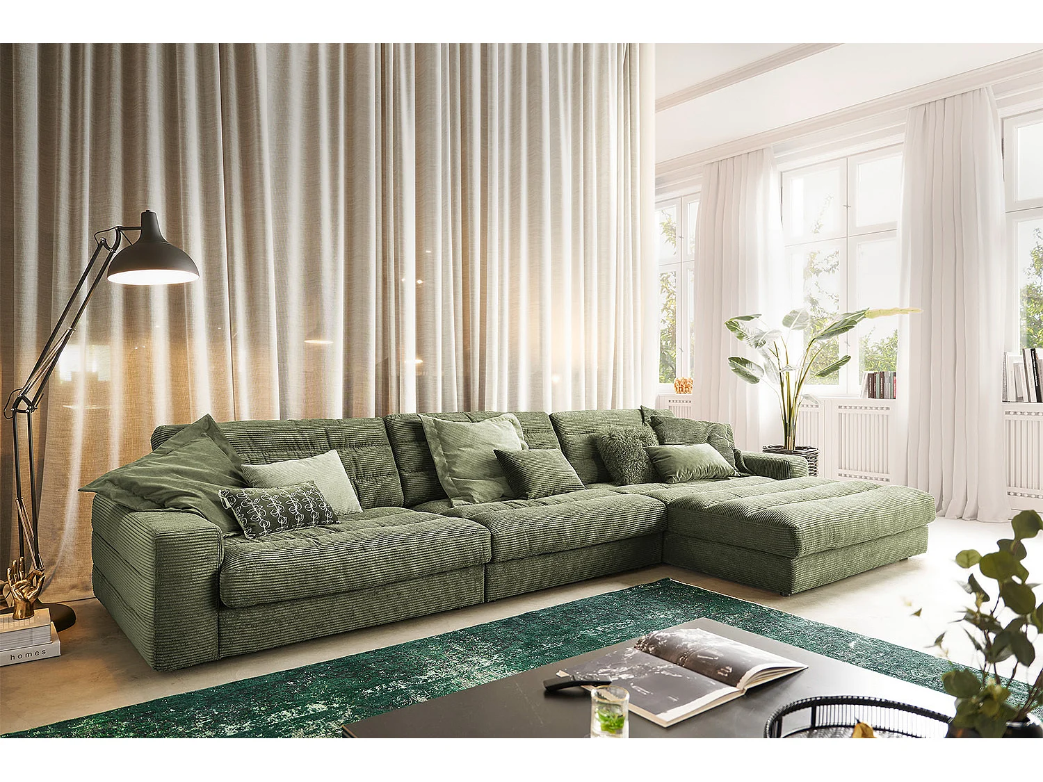 Ecksofa - Grün Cord - LANA
