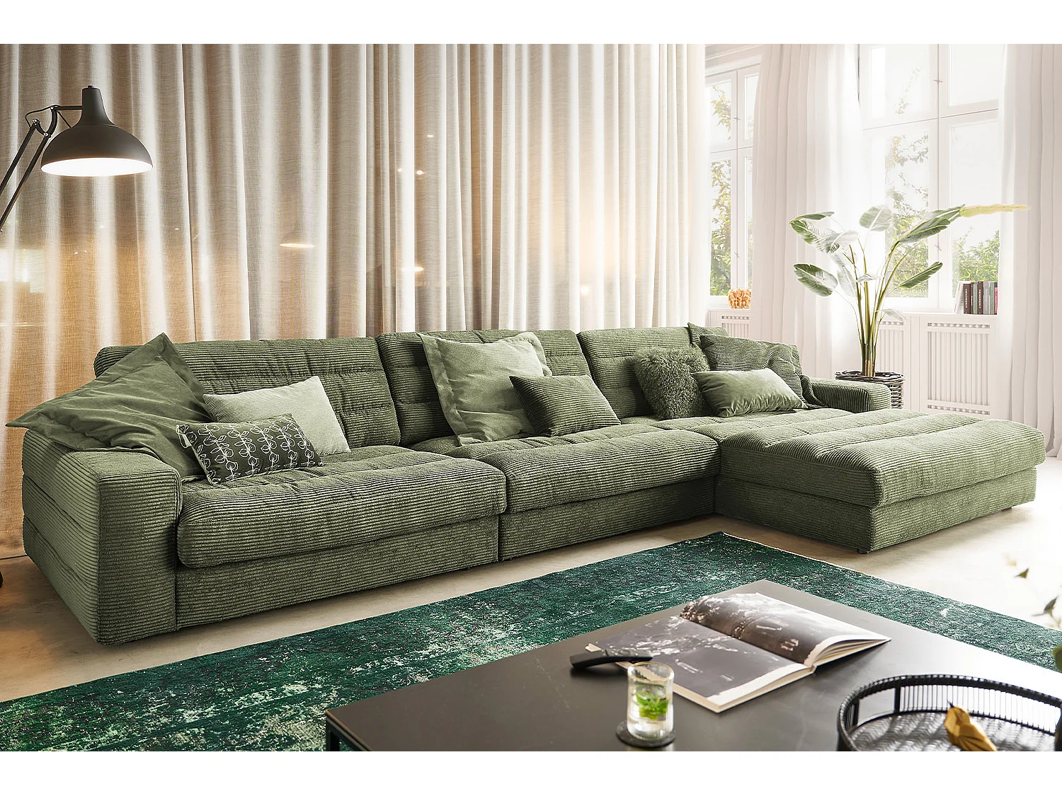 Ecksofa - Grün Cord - LANA