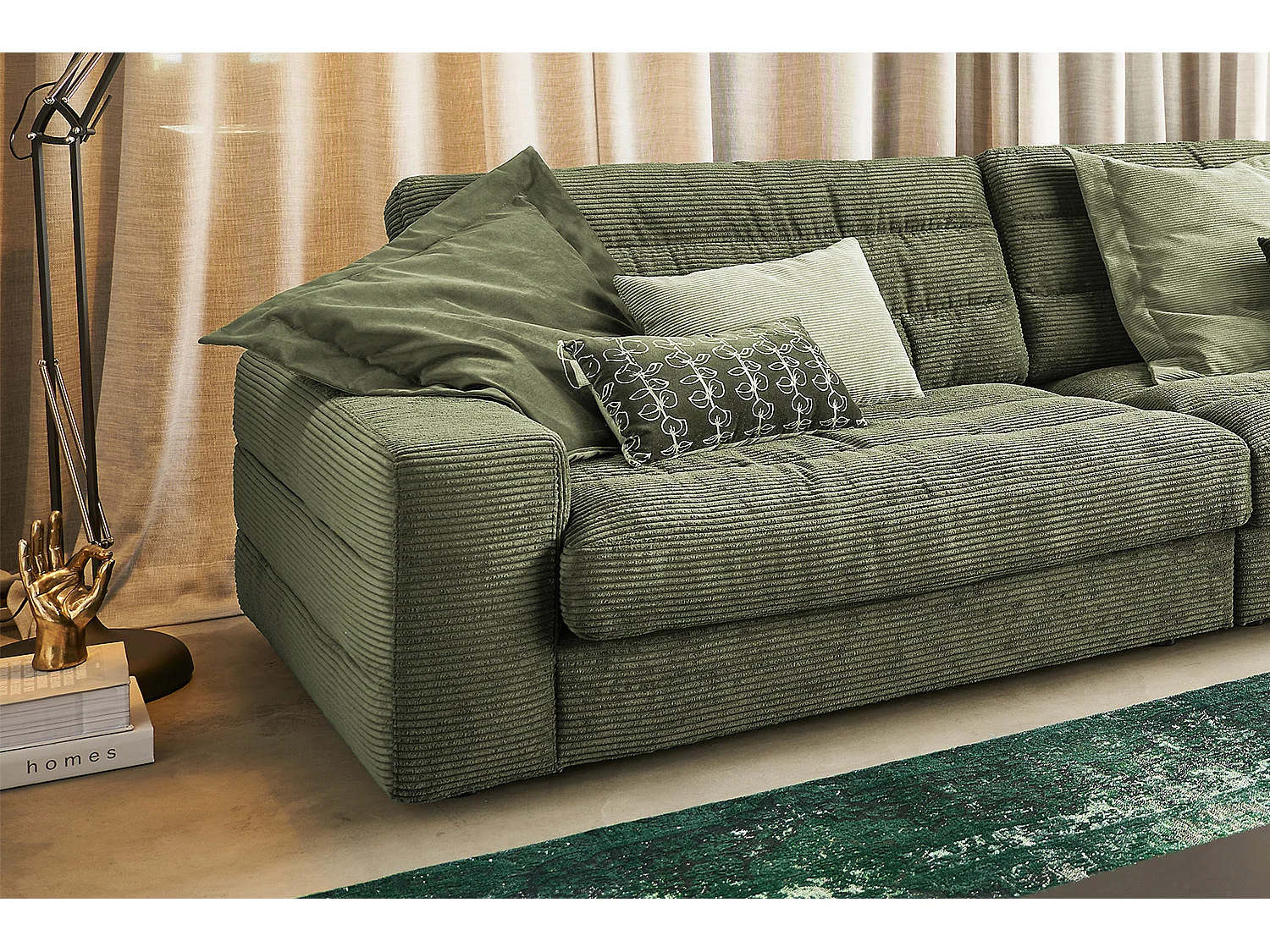 Ecksofa - Grün Cord - LANA