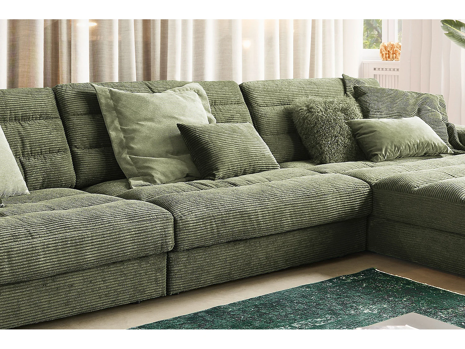 Ecksofa - Grün Cord - LANA