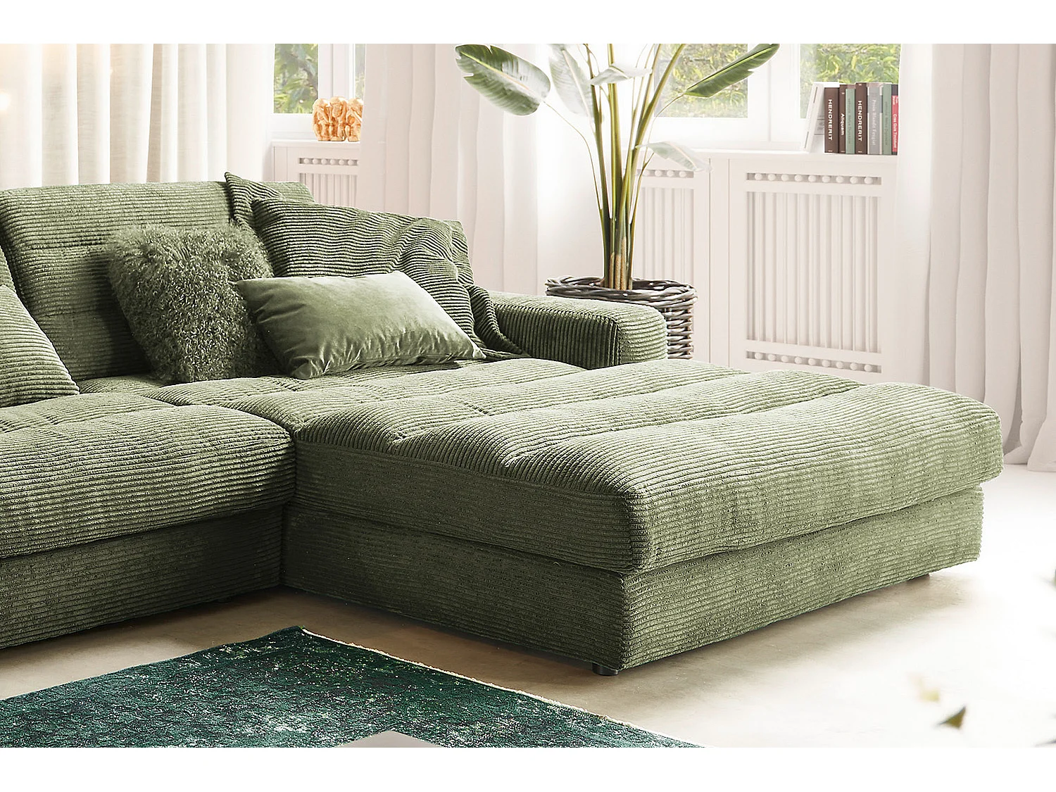 Ecksofa - Grün Cord - LANA