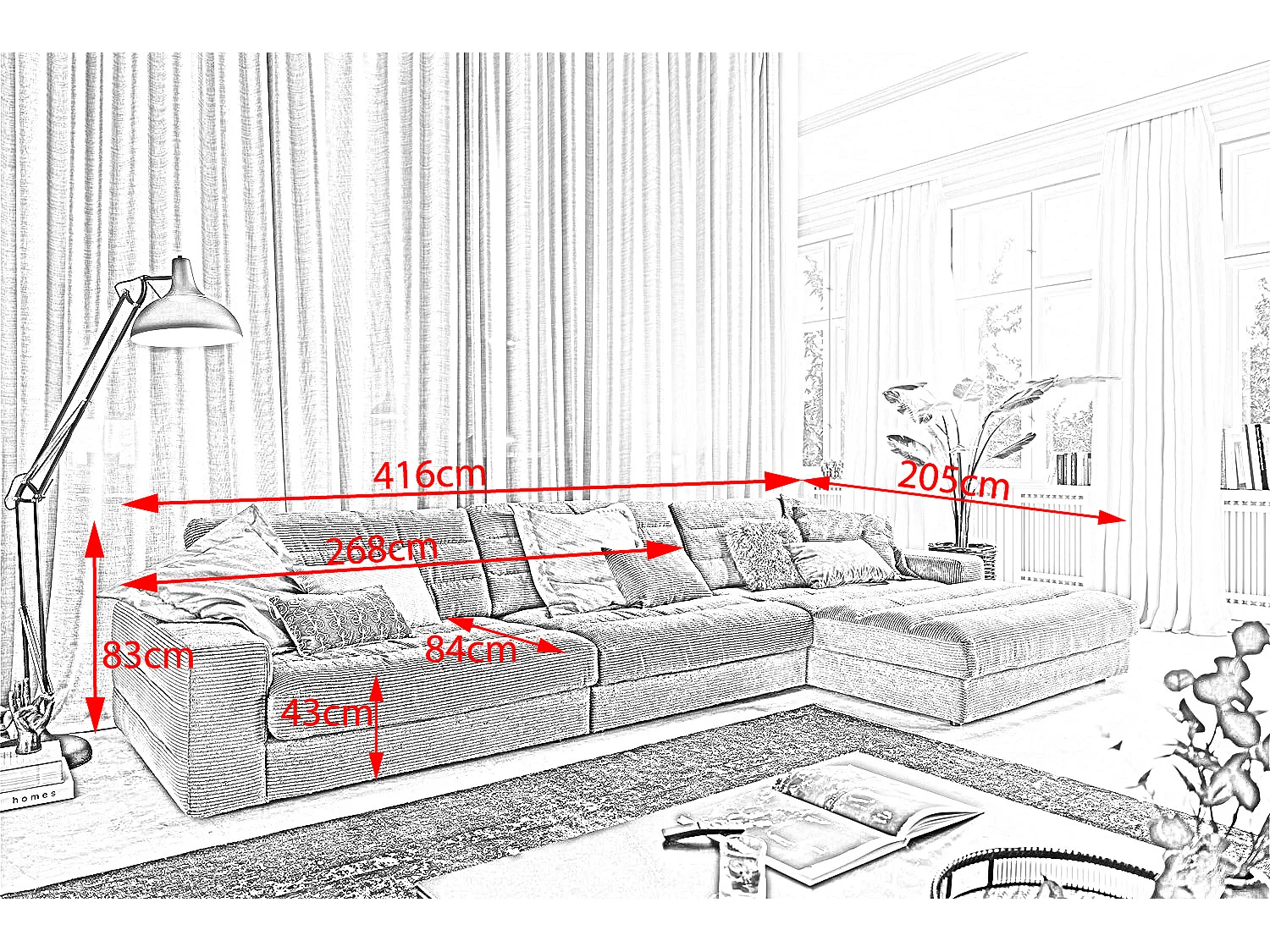 Ecksofa - Grün Cord - LANA