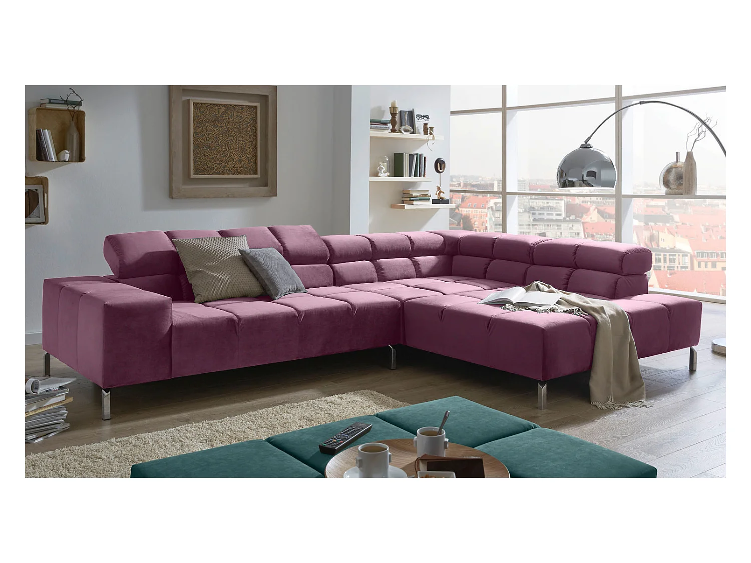 Ecksofa - Violett Velvet - NELSON
