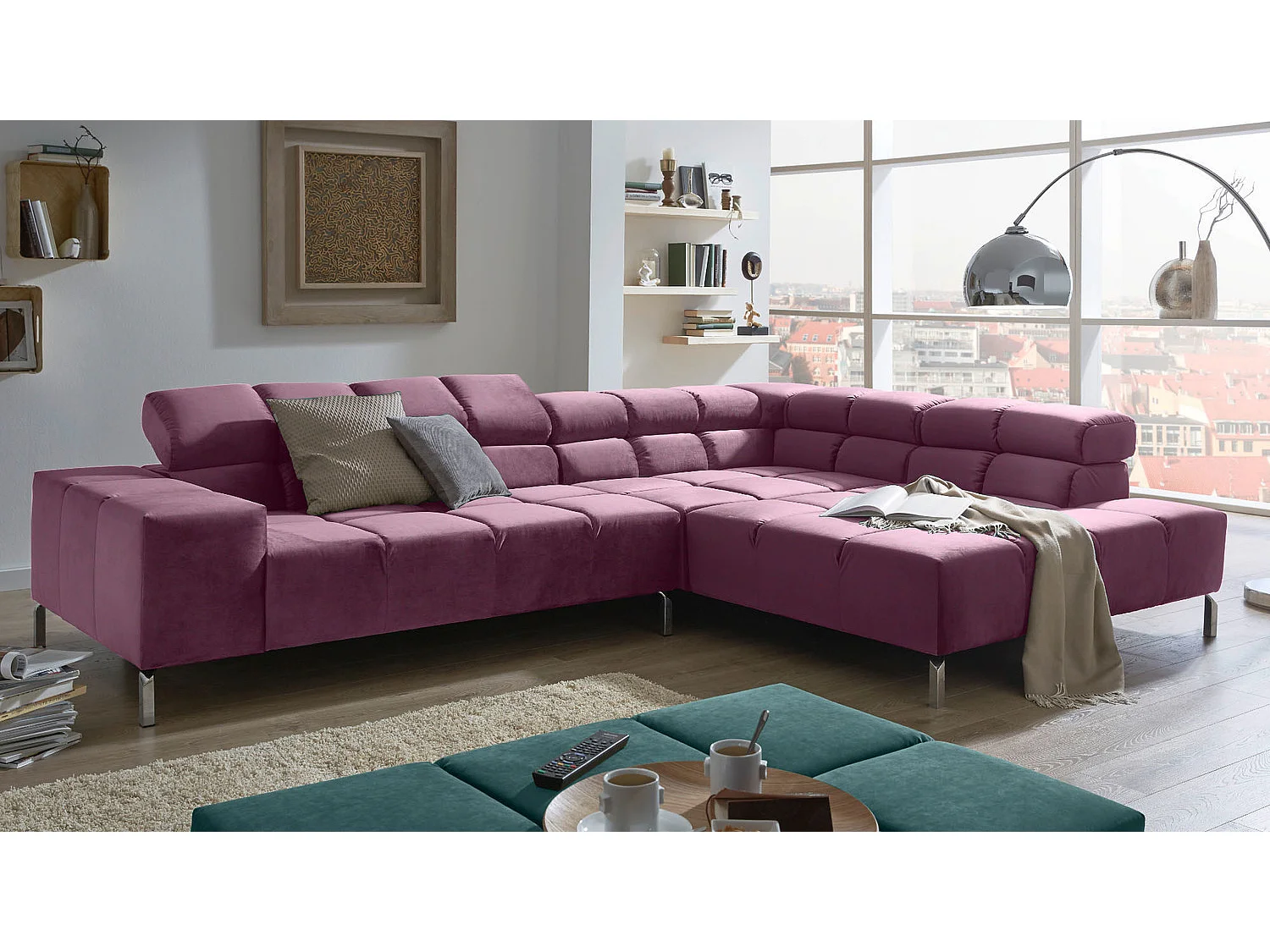 Ecksofa - Violett Velvet - NELSON