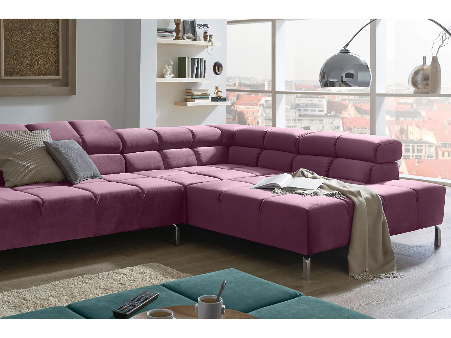 Ecksofa - Violett Velvet - NELSON