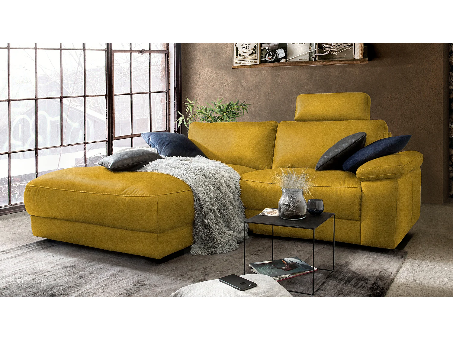 Ecksofa - Gold Webstoff - LOLA
