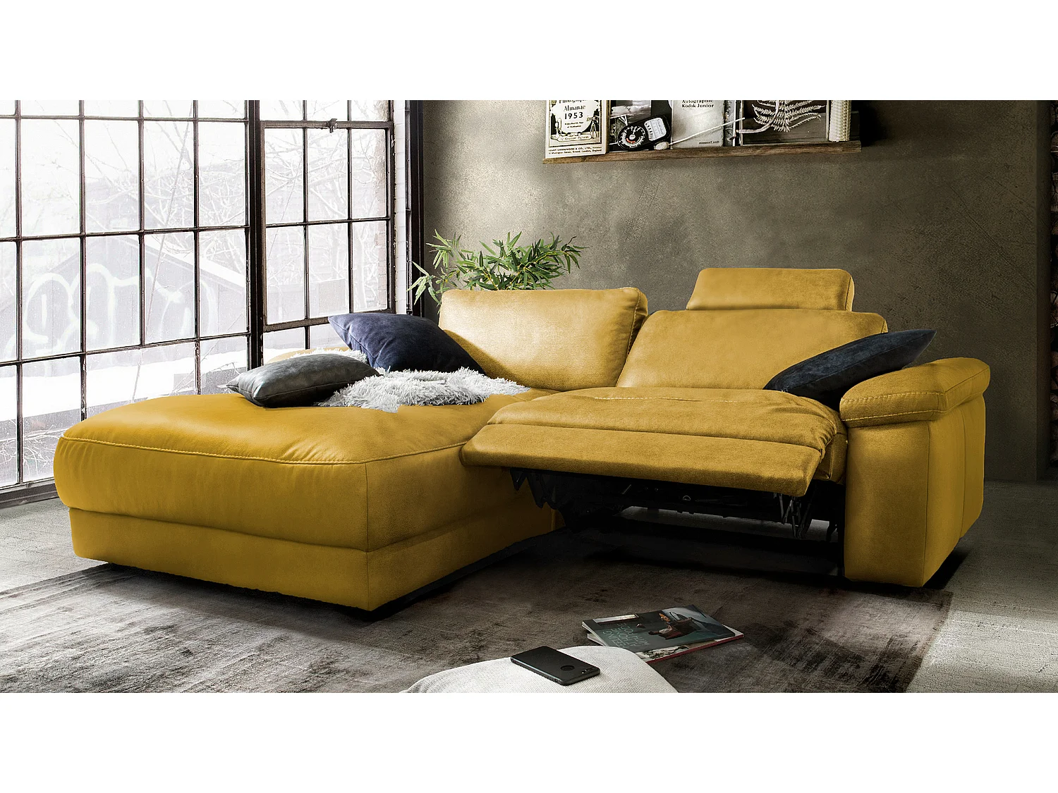 Ecksofa - Gold Webstoff - LOLA