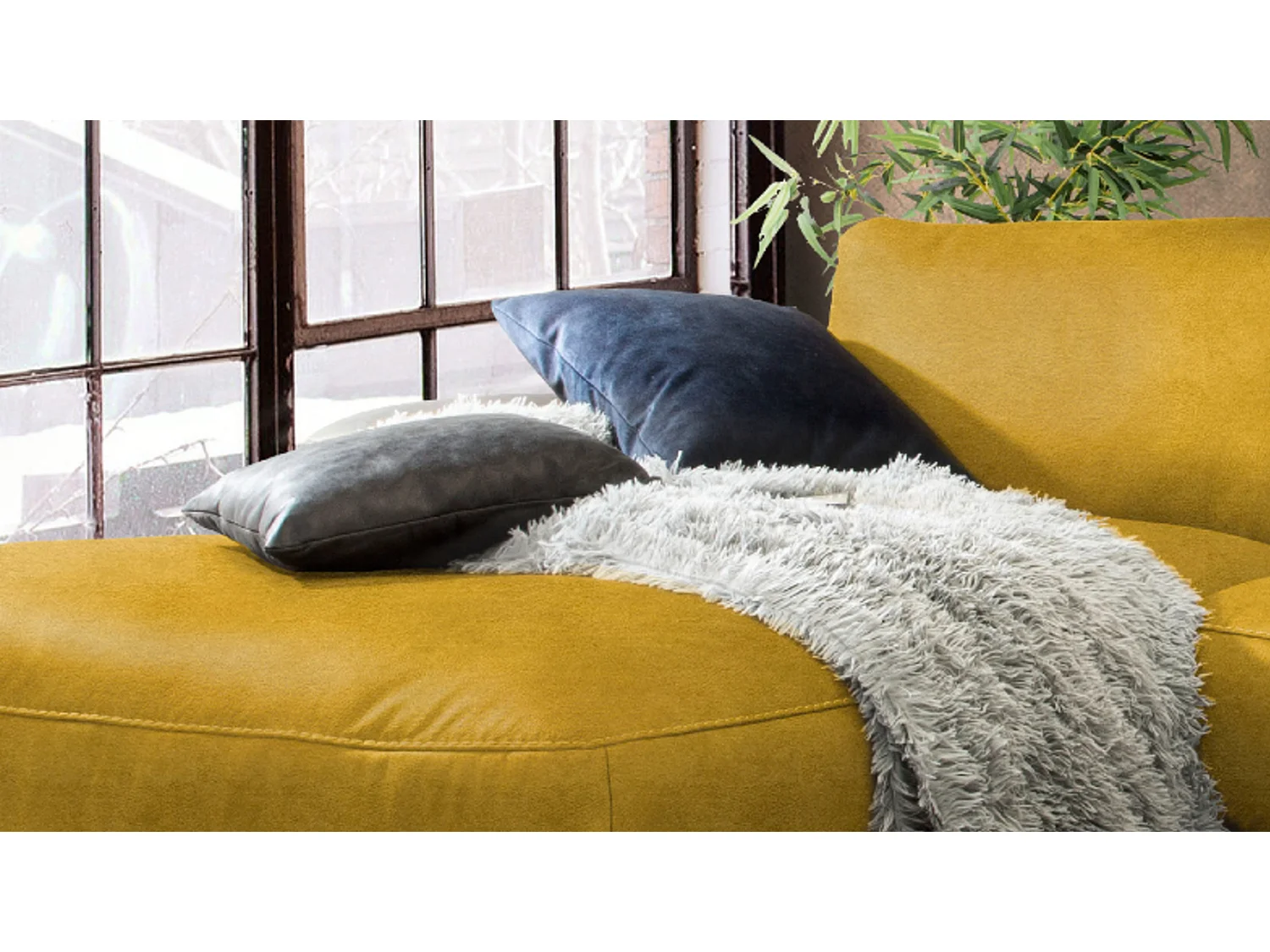 Ecksofa - Gold Webstoff - LOLA