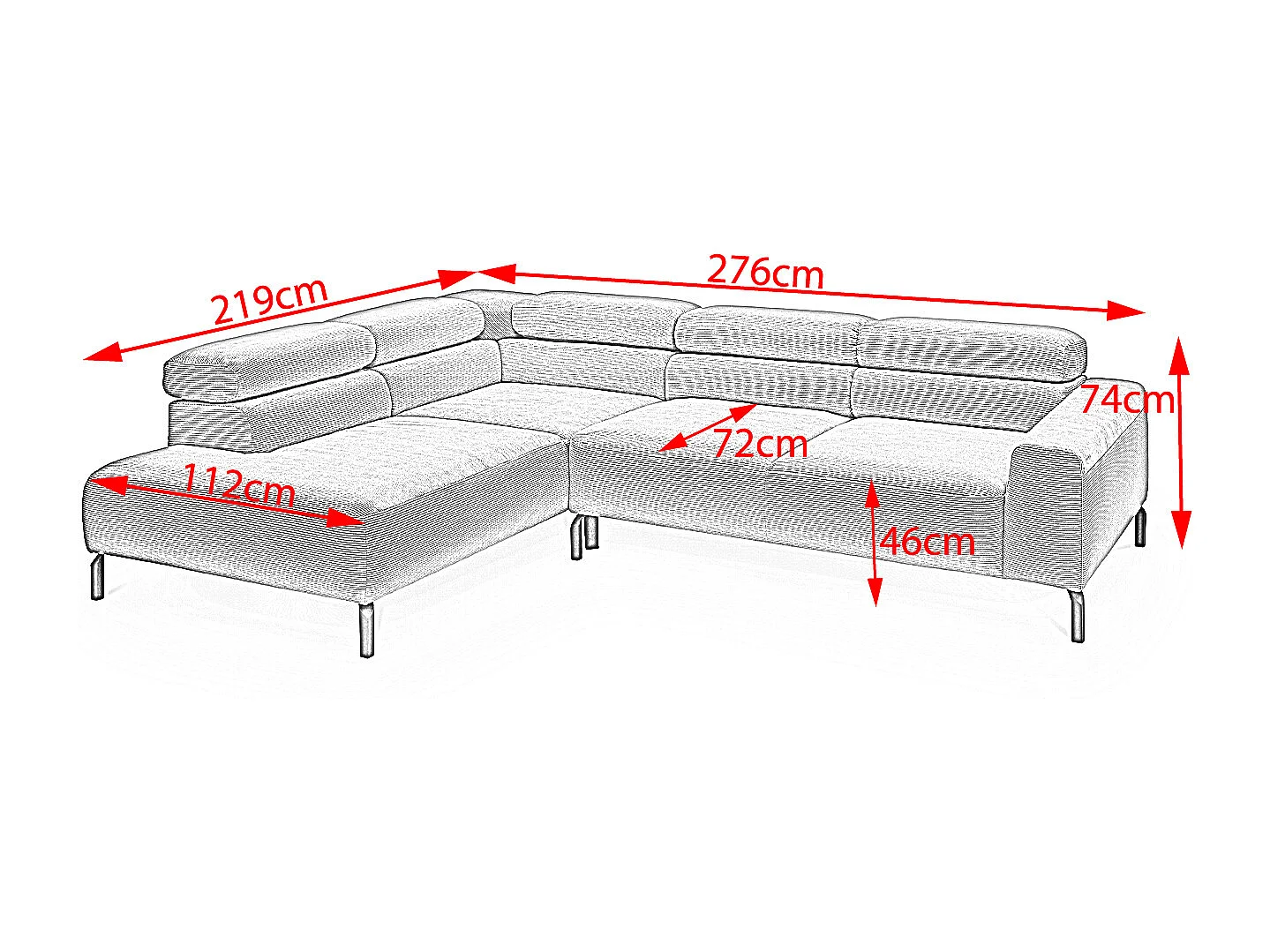 Ecksofa - Weiß Cord - DELIA