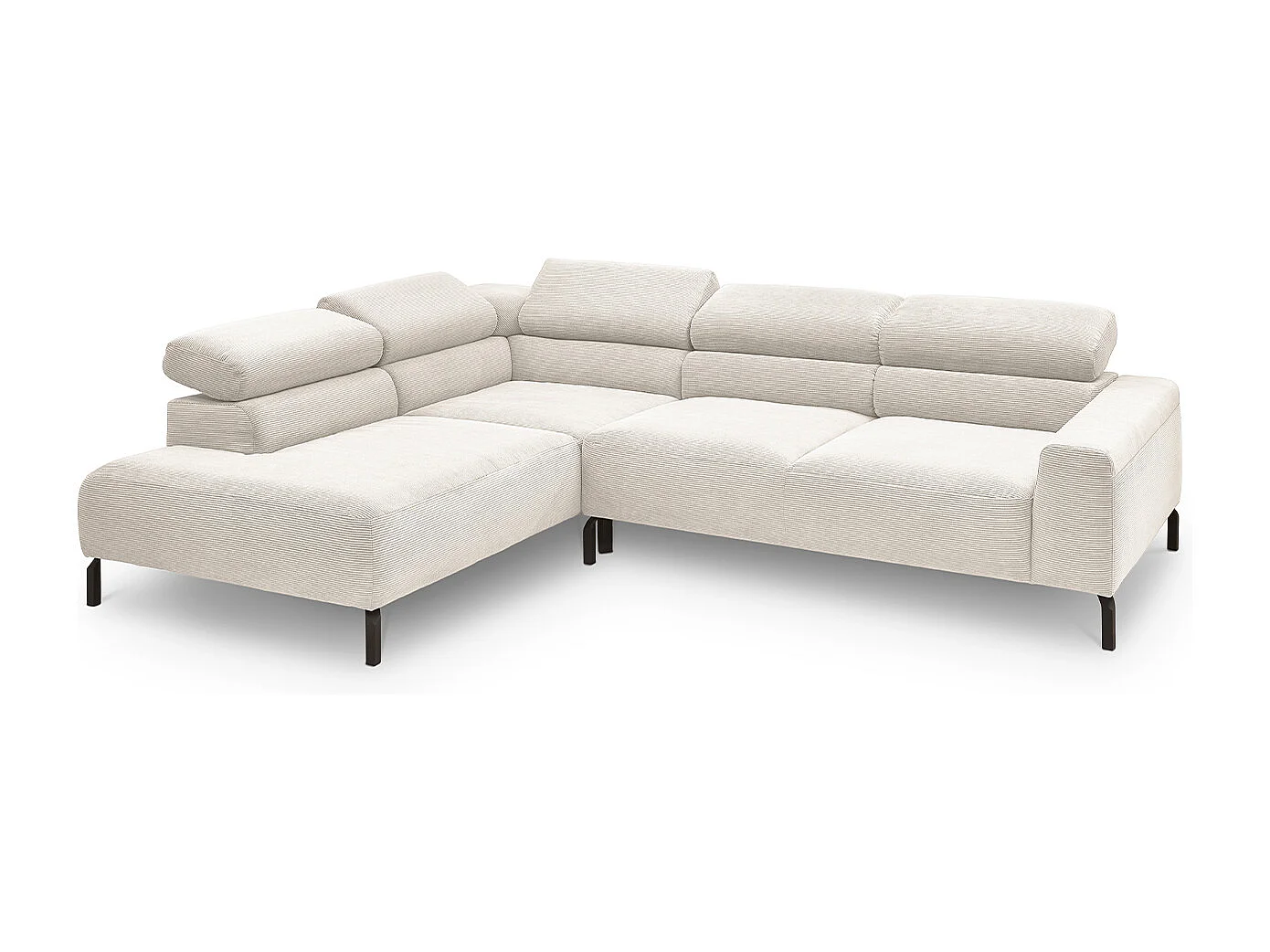 Ecksofa - Weiß Cord - DELIA
