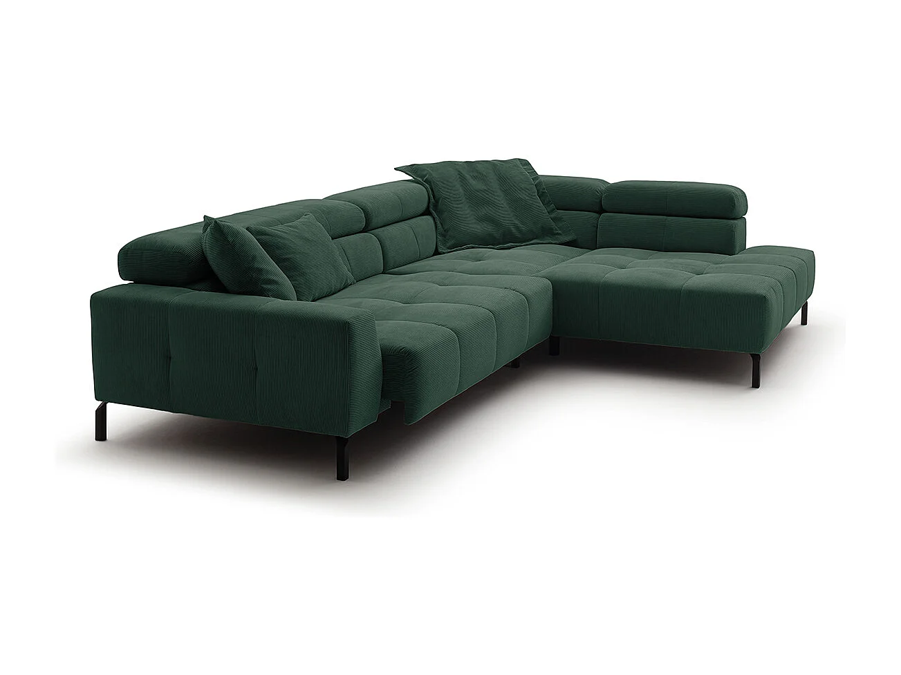 Ecksofa - Smaragdgrün Cord - OHIO