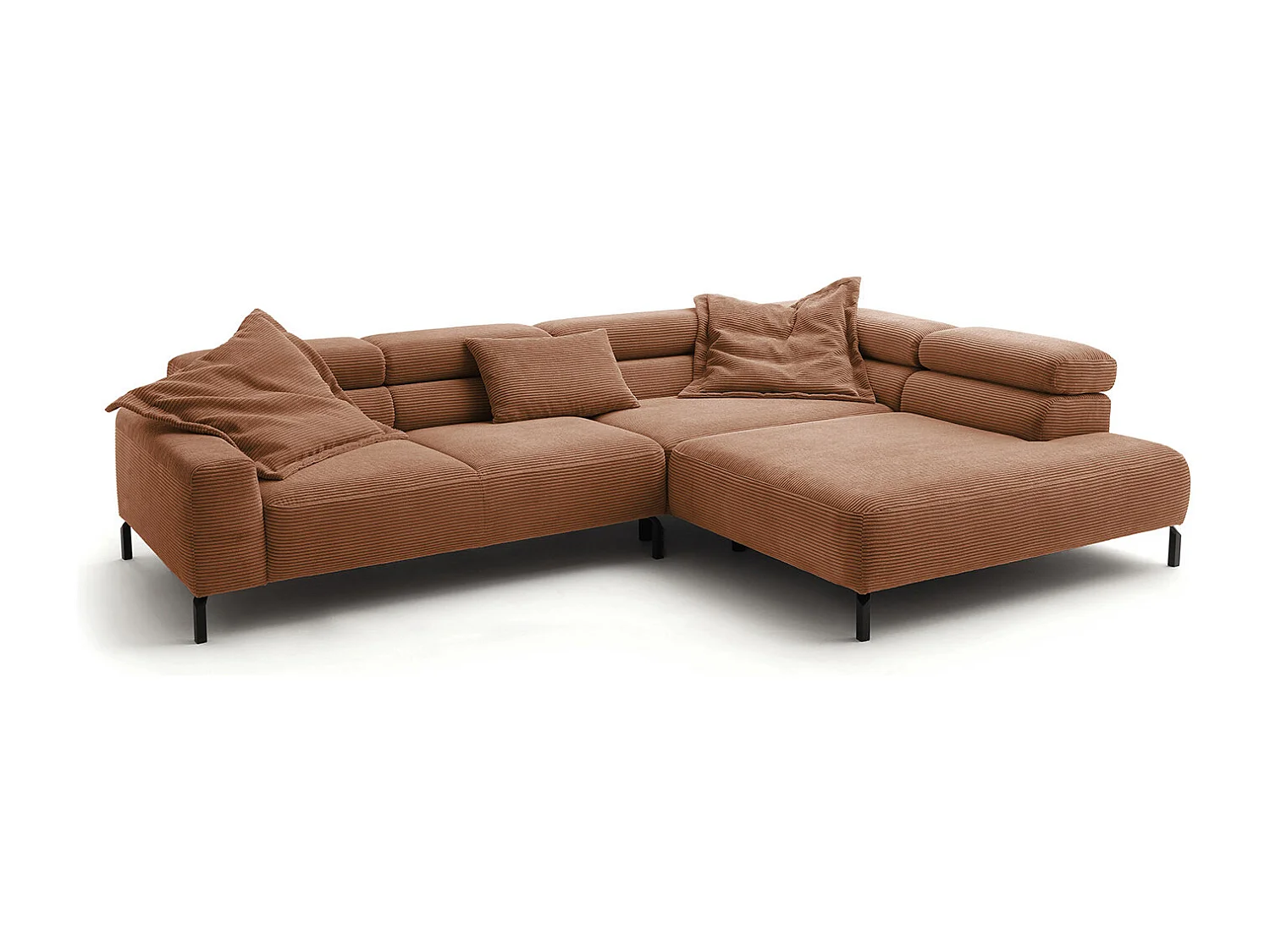 Canapé - marron Velours côtelé - DELIA