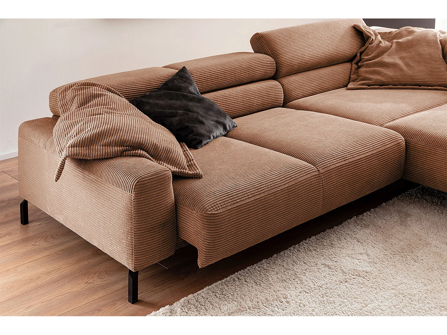 Canapé - marron Velours côtelé - DELIA