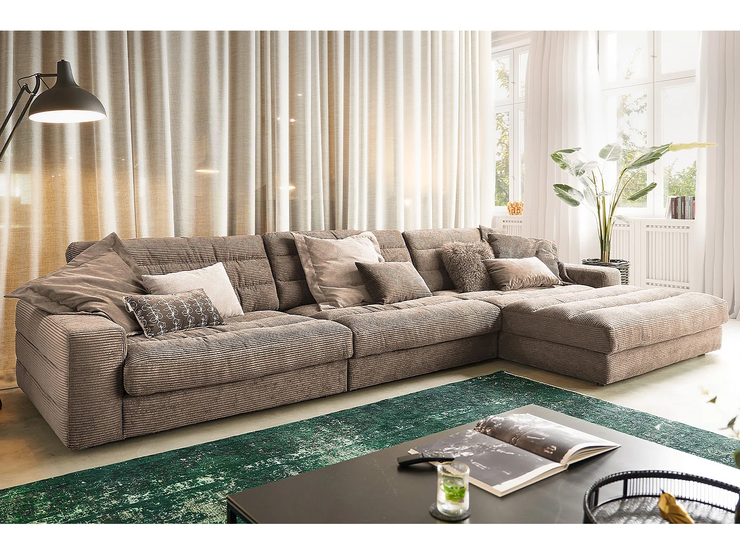 Ecksofa - Taupe Cord - LANA