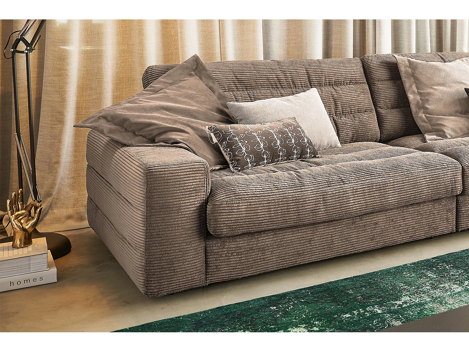 Ecksofa - Taupe Cord - LANA