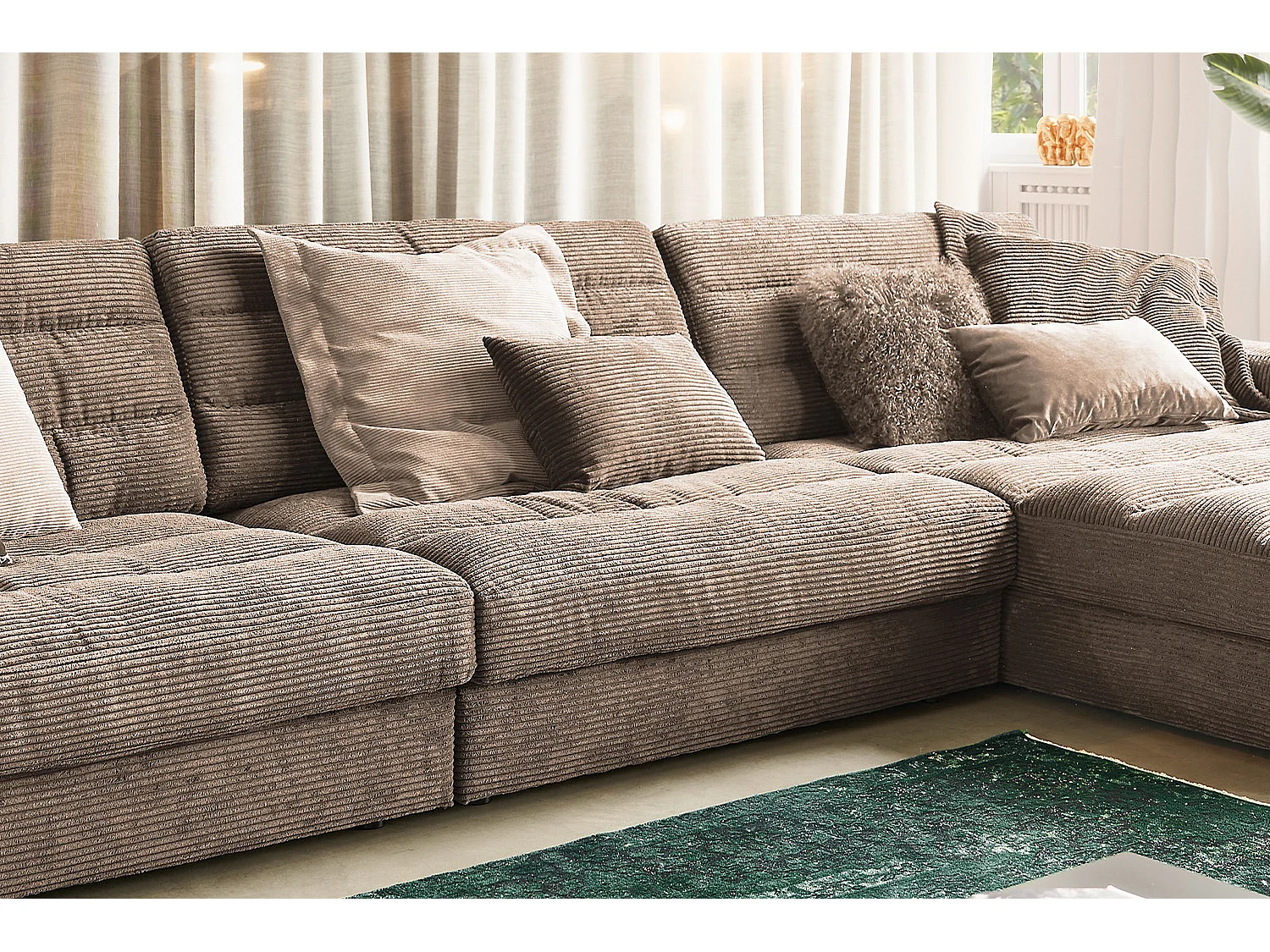 Ecksofa - Taupe Cord - LANA