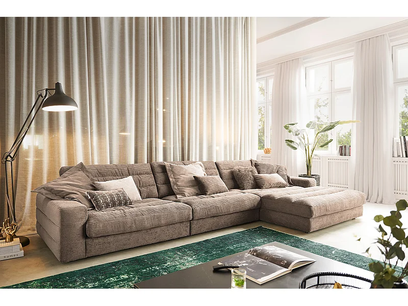 Ecksofa - Taupe Cord - LANA