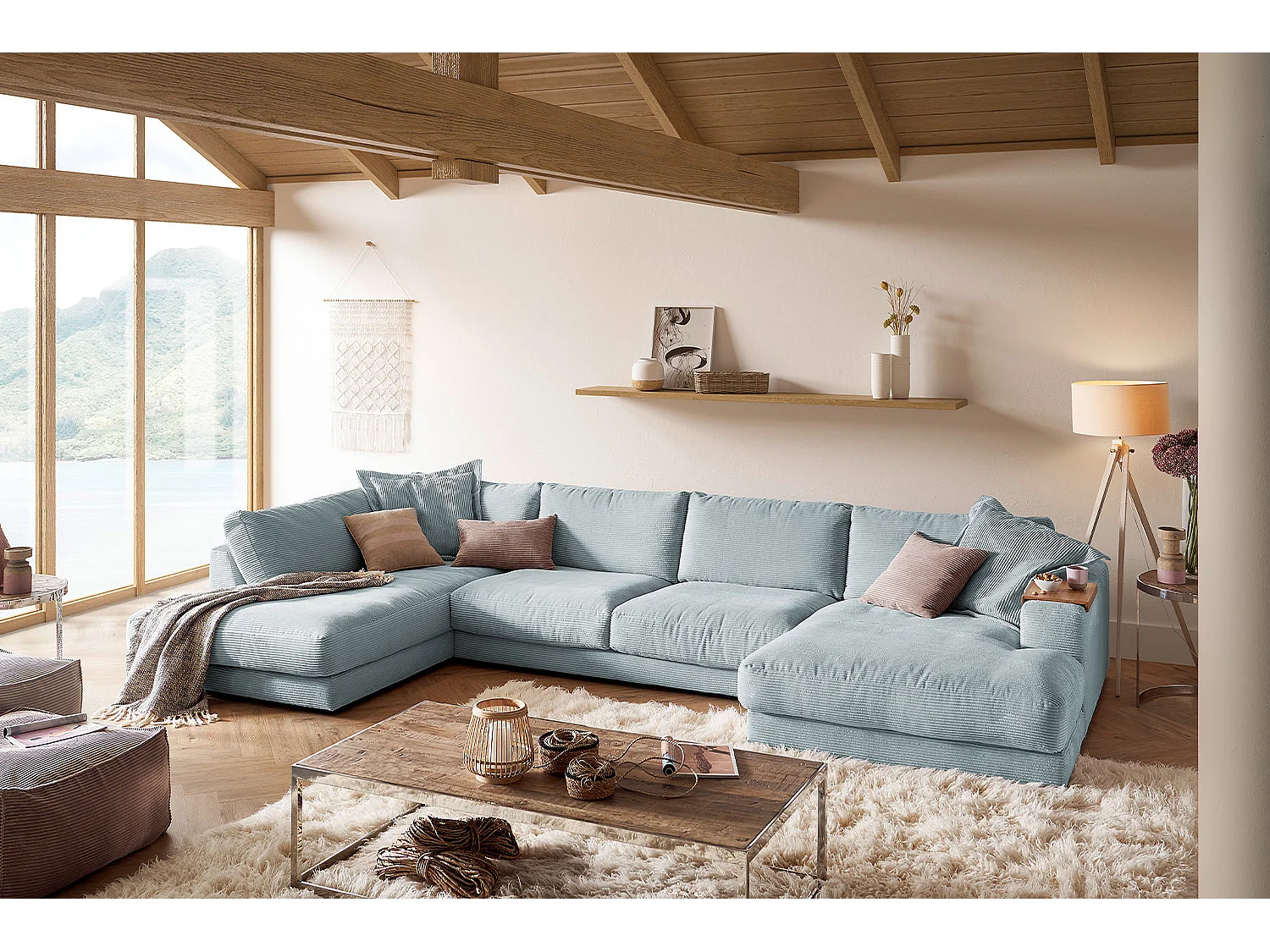 Wohnlandschaft - Hellblau Cord - MADELINE