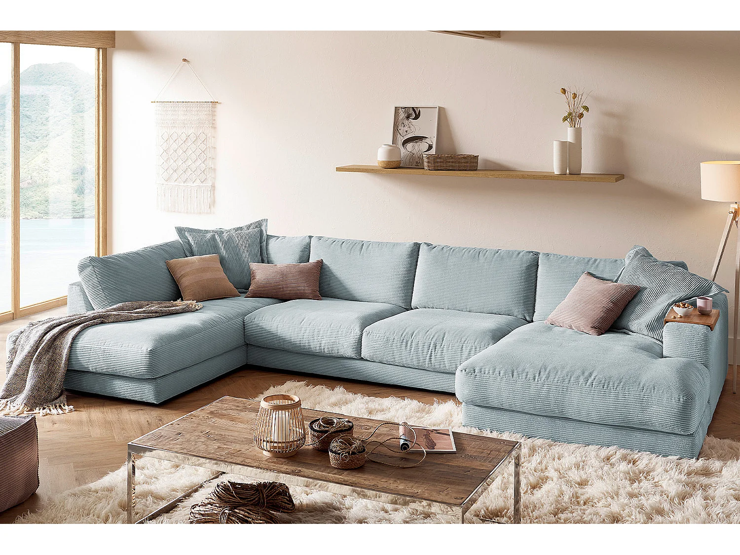 Wohnlandschaft - Hellblau Cord - MADELINE