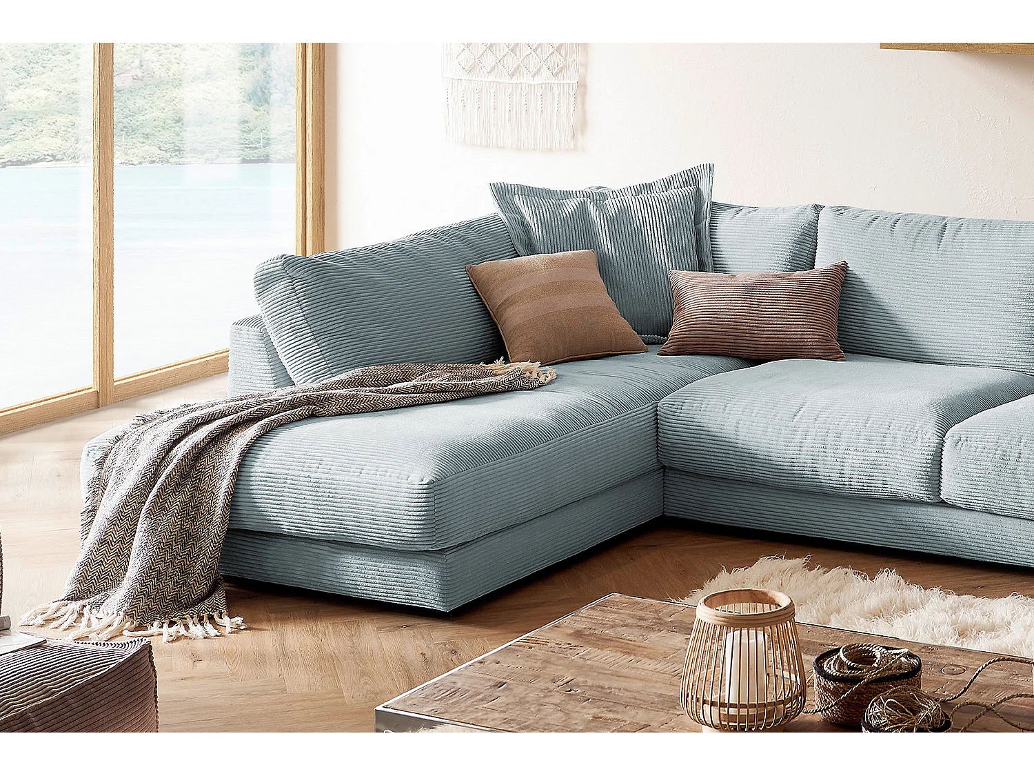 Wohnlandschaft - Hellblau Cord - MADELINE