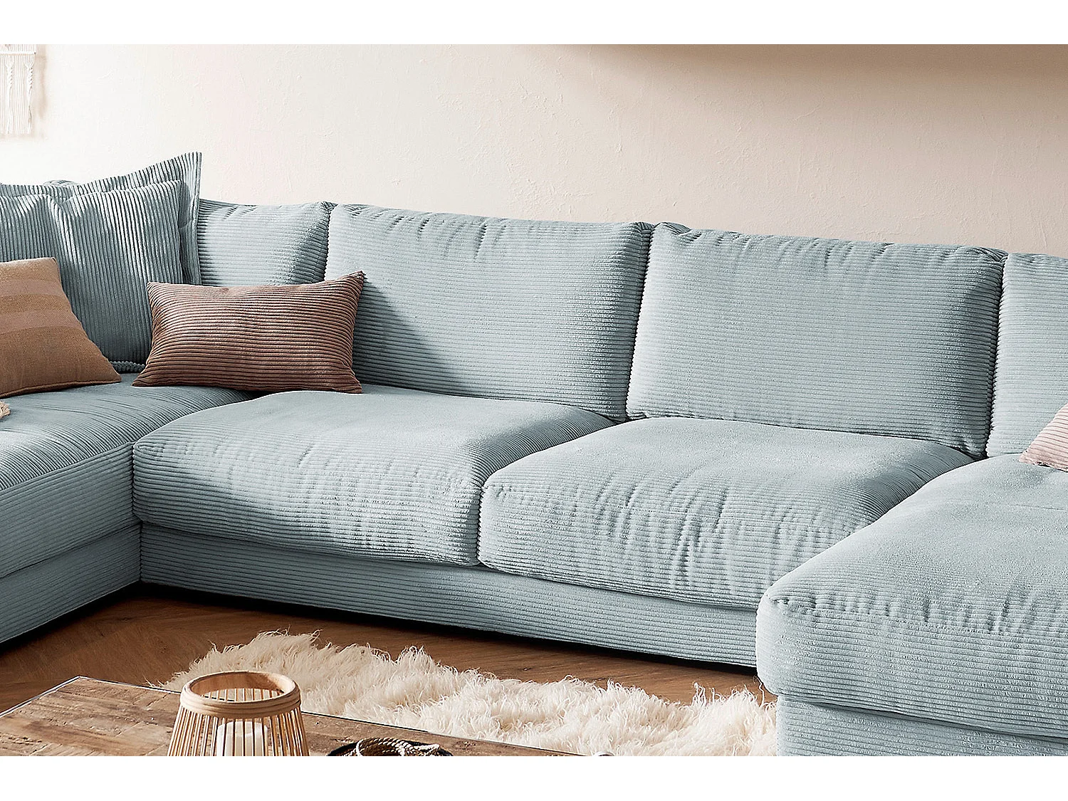 Wohnlandschaft - Hellblau Cord - MADELINE