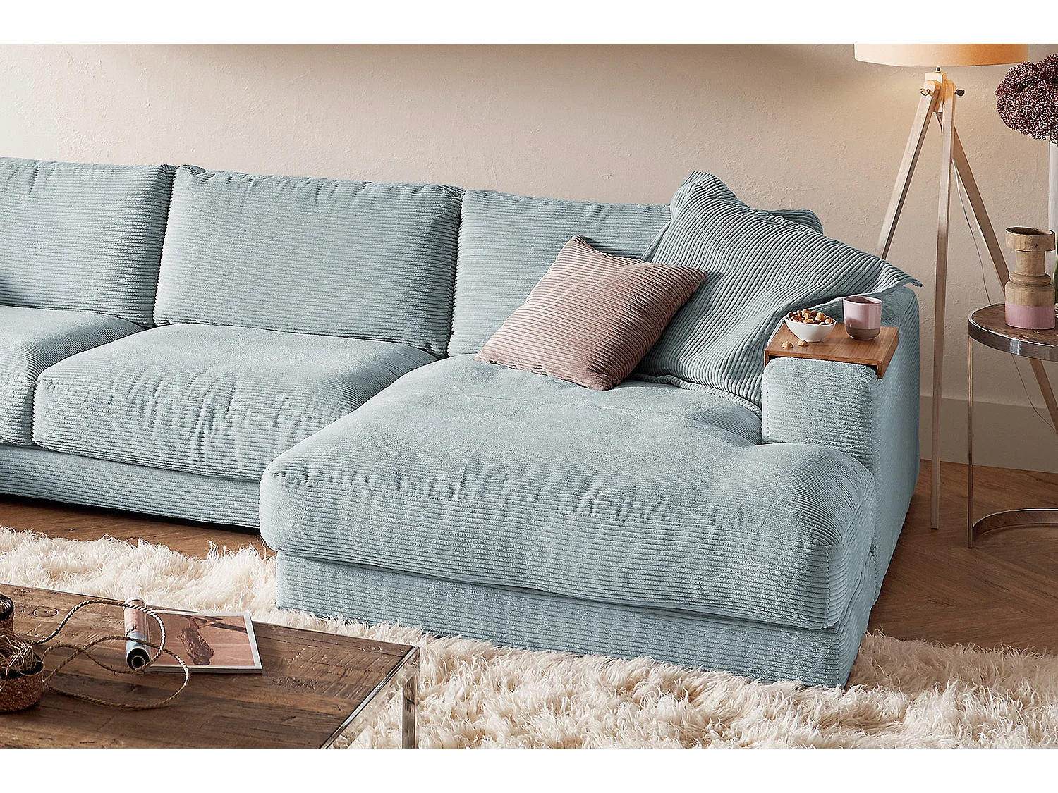 Wohnlandschaft - Hellblau Cord - MADELINE