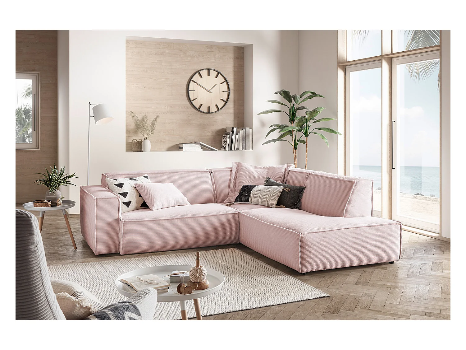Hoekbank - Roze Koord - SAMU