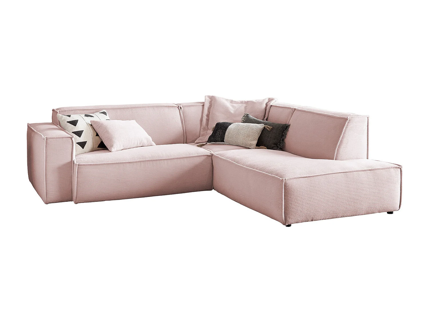 Divano angolare - Rosa Velluto a coste - SAMU