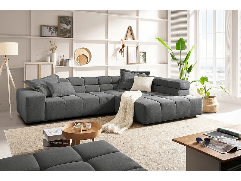 Ecksofa - Anthrazit Cord - NEVADA