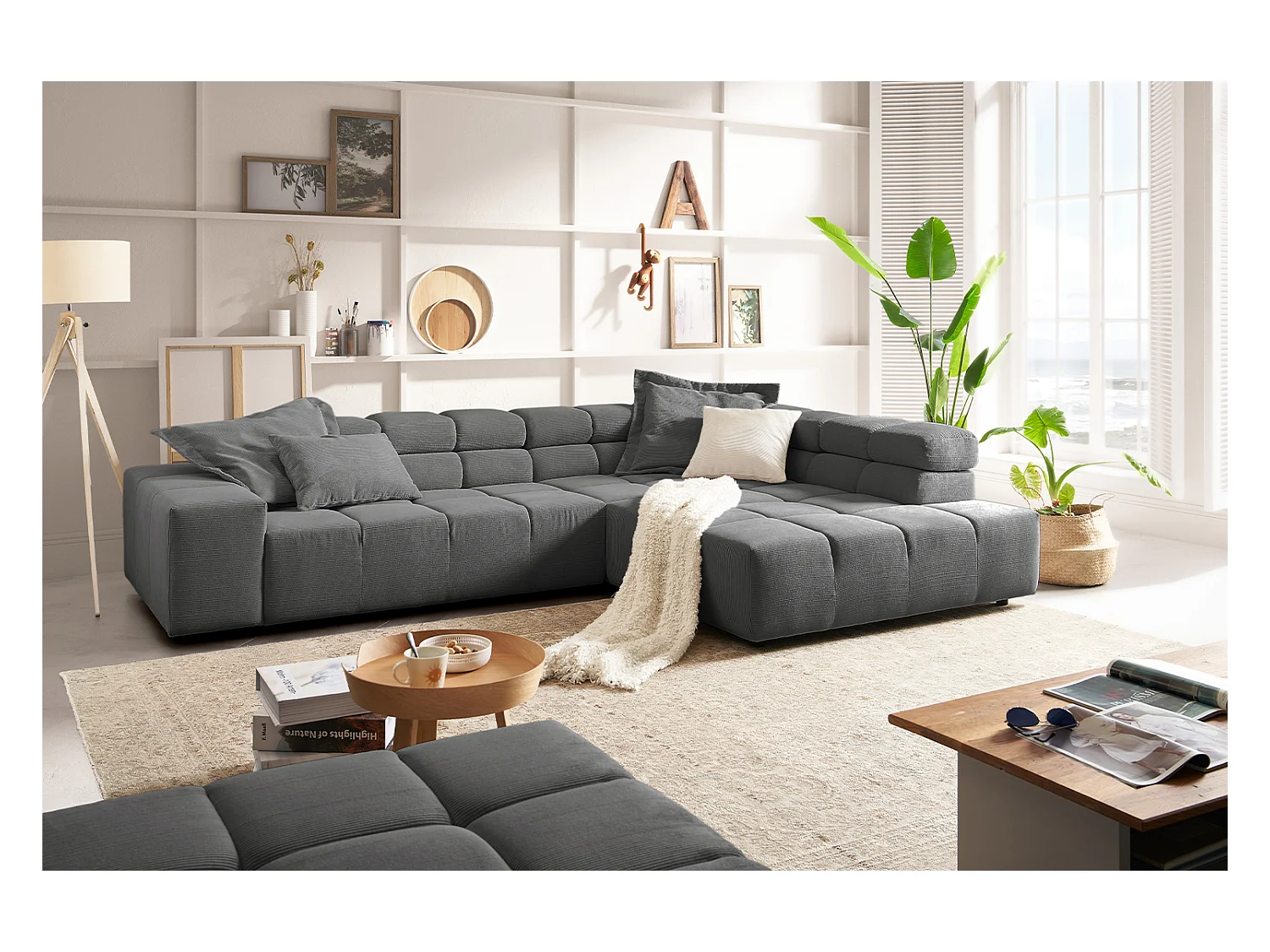Ecksofa - Anthrazit Cord - NEVADA