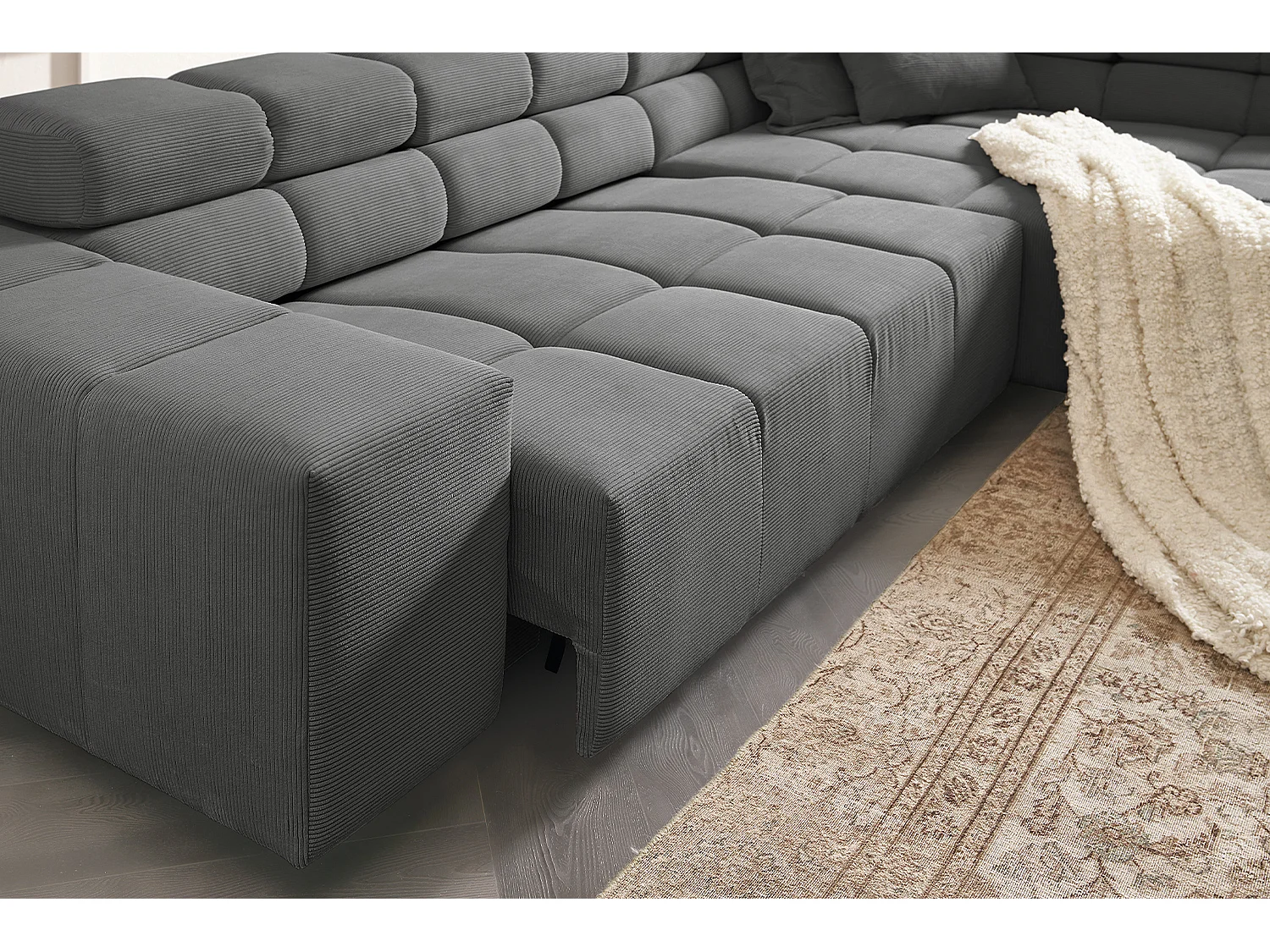 Canapé - anthracite Velours côtelé - NEVADA