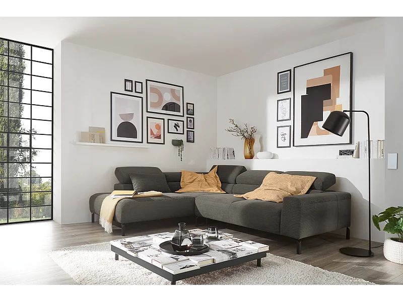 Ecksofa - Anthrazit Cord - DELIA