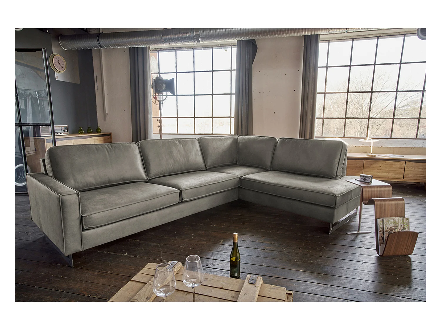 Ecksofa - Anthrazit Kunstleder - VILNIUS