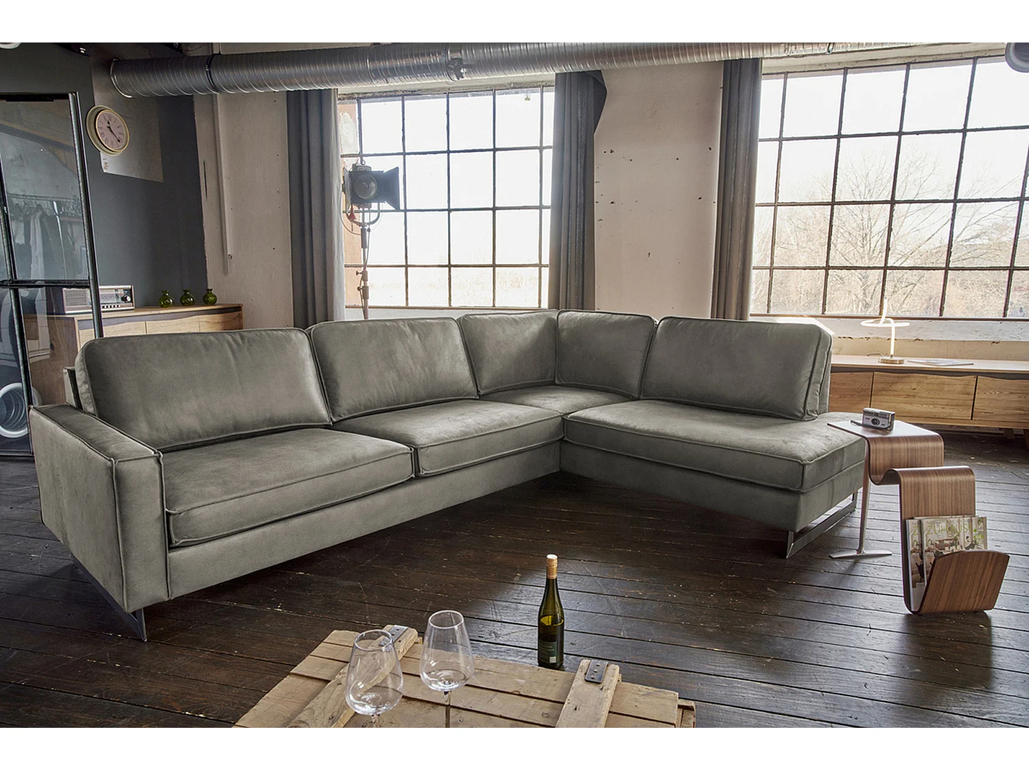 Hoekbank - Antraciet Imitatieleer - VILNIUS