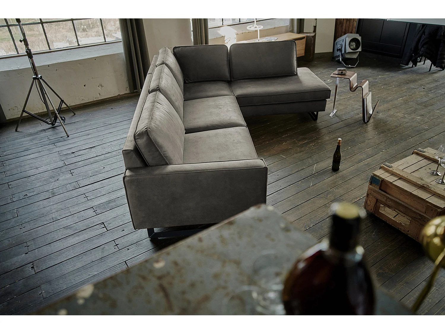 Hoekbank - Antraciet Imitatieleer - VILNIUS