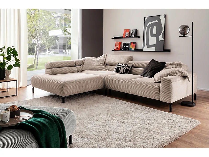 Ecksofa - Taupe Cord - DELIA