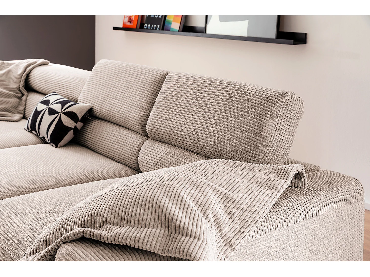 Ecksofa - Taupe Cord - DELIA