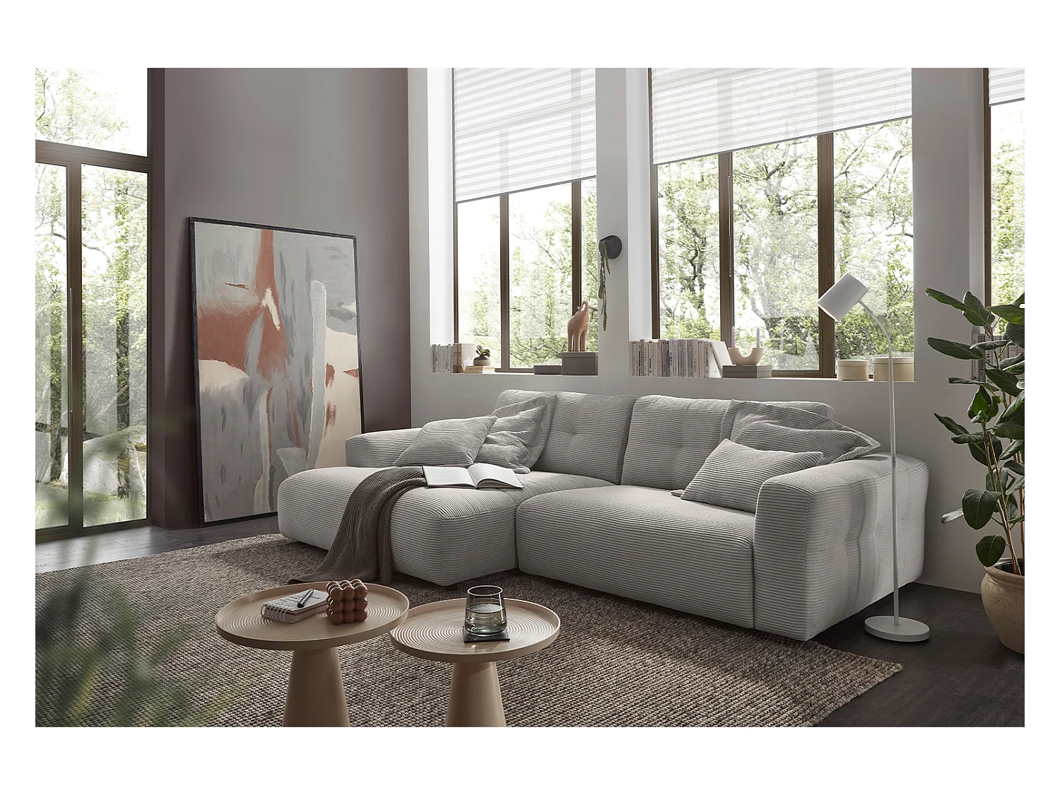 Ecksofa - Hellgrau Cord - MIKA