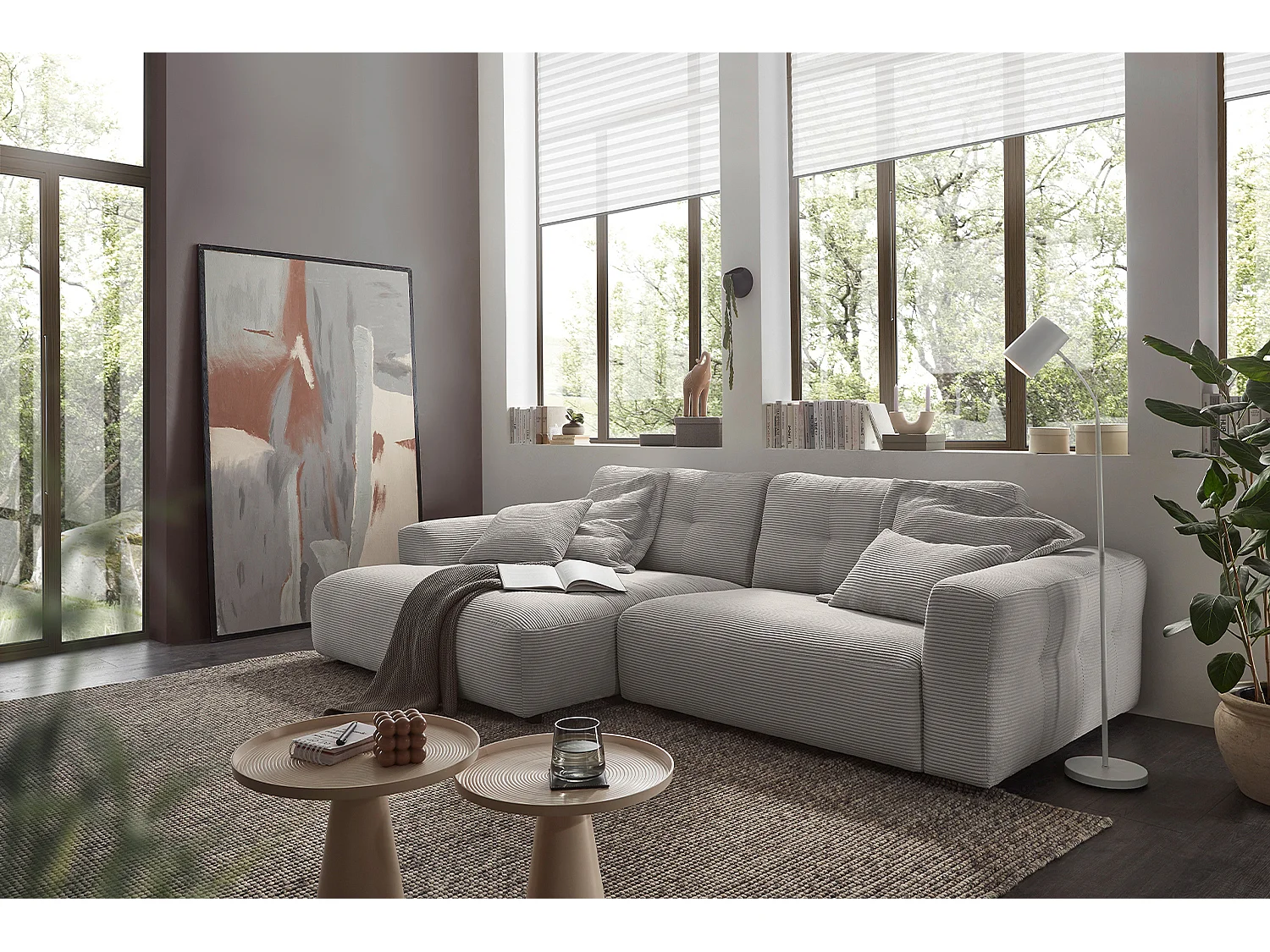 Ecksofa - Hellgrau Cord - MIKA