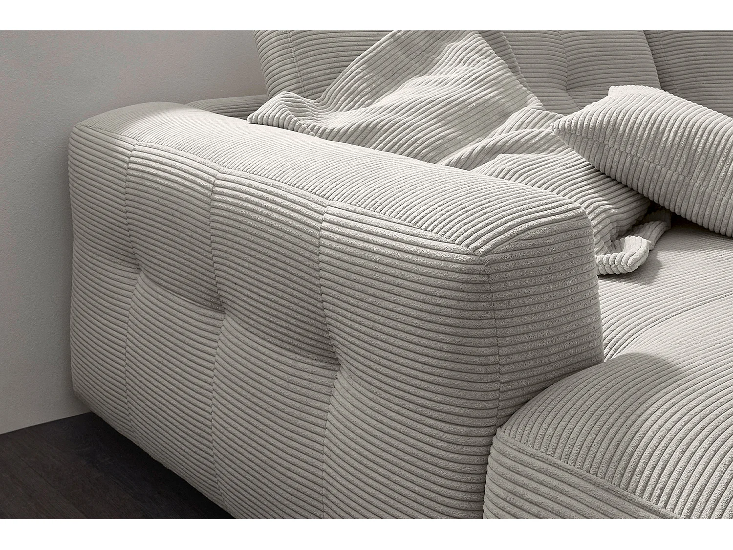 Ecksofa - Hellgrau Cord - MIKA