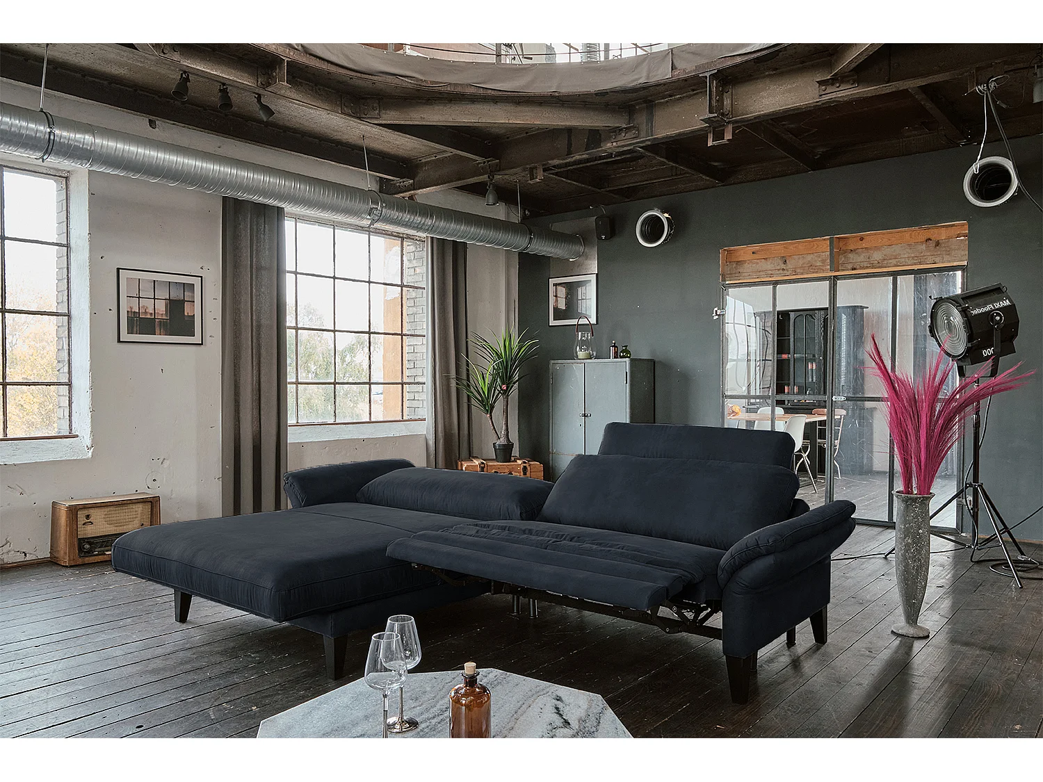 Canapé - Noir tissu tissé - MALTA