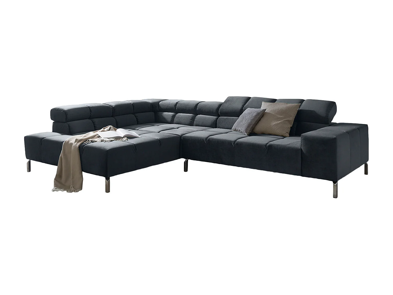 Ecksofa - Schwarz Velvet - NELSON