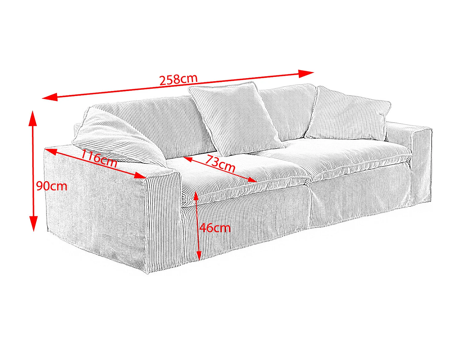 Sofa - Cremeweiß Cord - NETTA