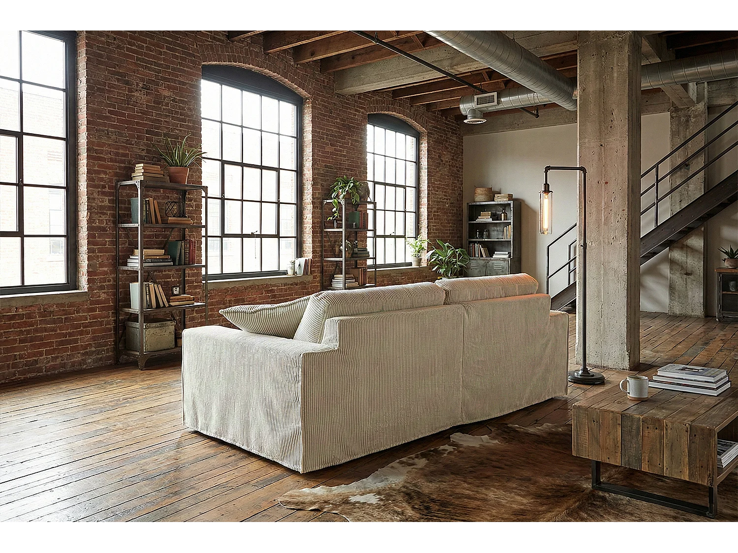 Sofa - Cremeweiß Cord - NETTA