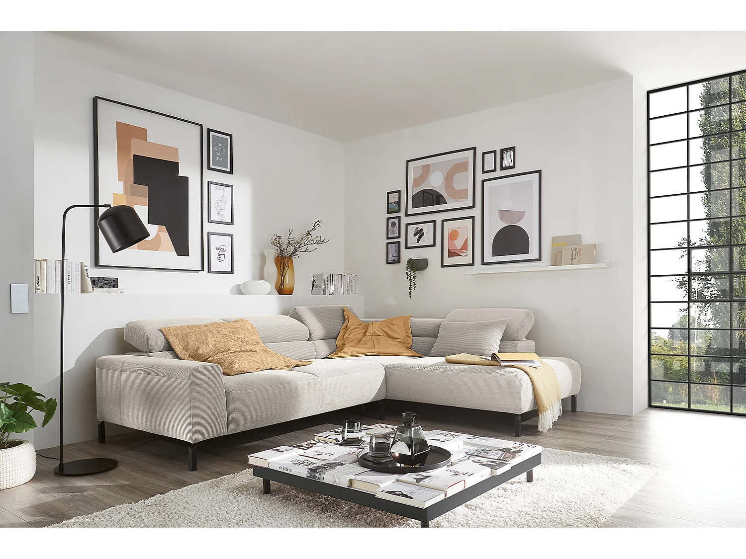 Ecksofa - Silber Cord - DELIA