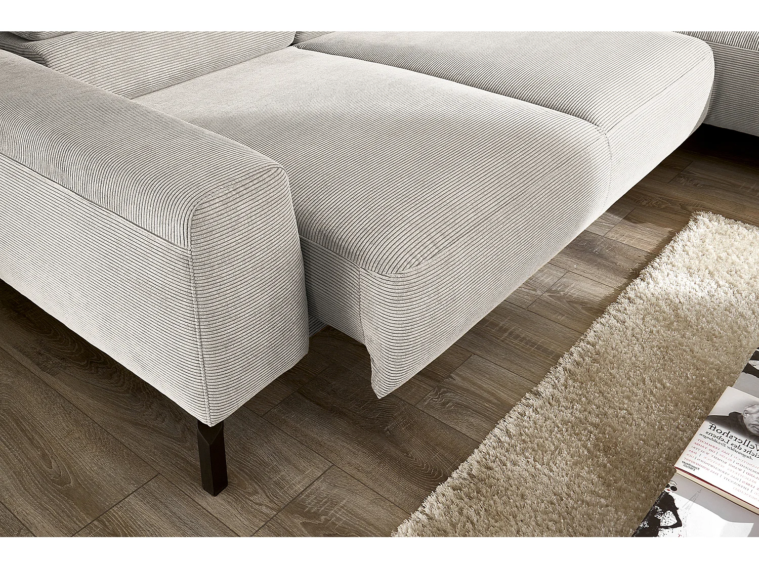 Ecksofa - Silber Cord - DELIA