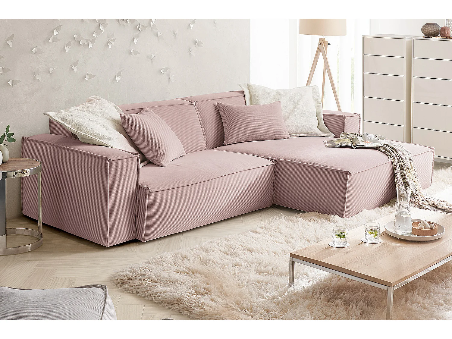 Ecksofa - Pink Cord - SAMU