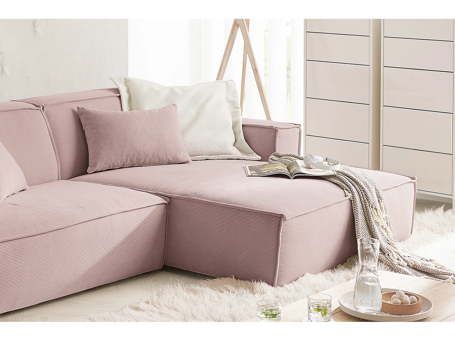 Ecksofa - Pink Cord - SAMU